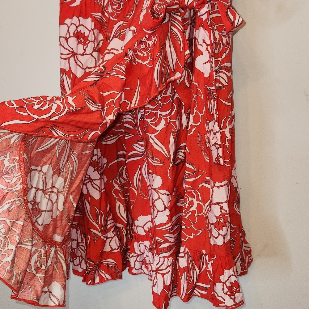 Calliope Floral Print Ruffled Wrap Mini Dress, size L - Picture 6 of 12